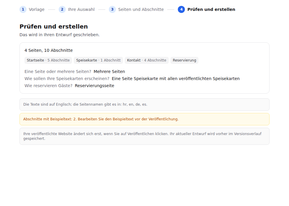 Die Übersicht und Website erstellen (1)