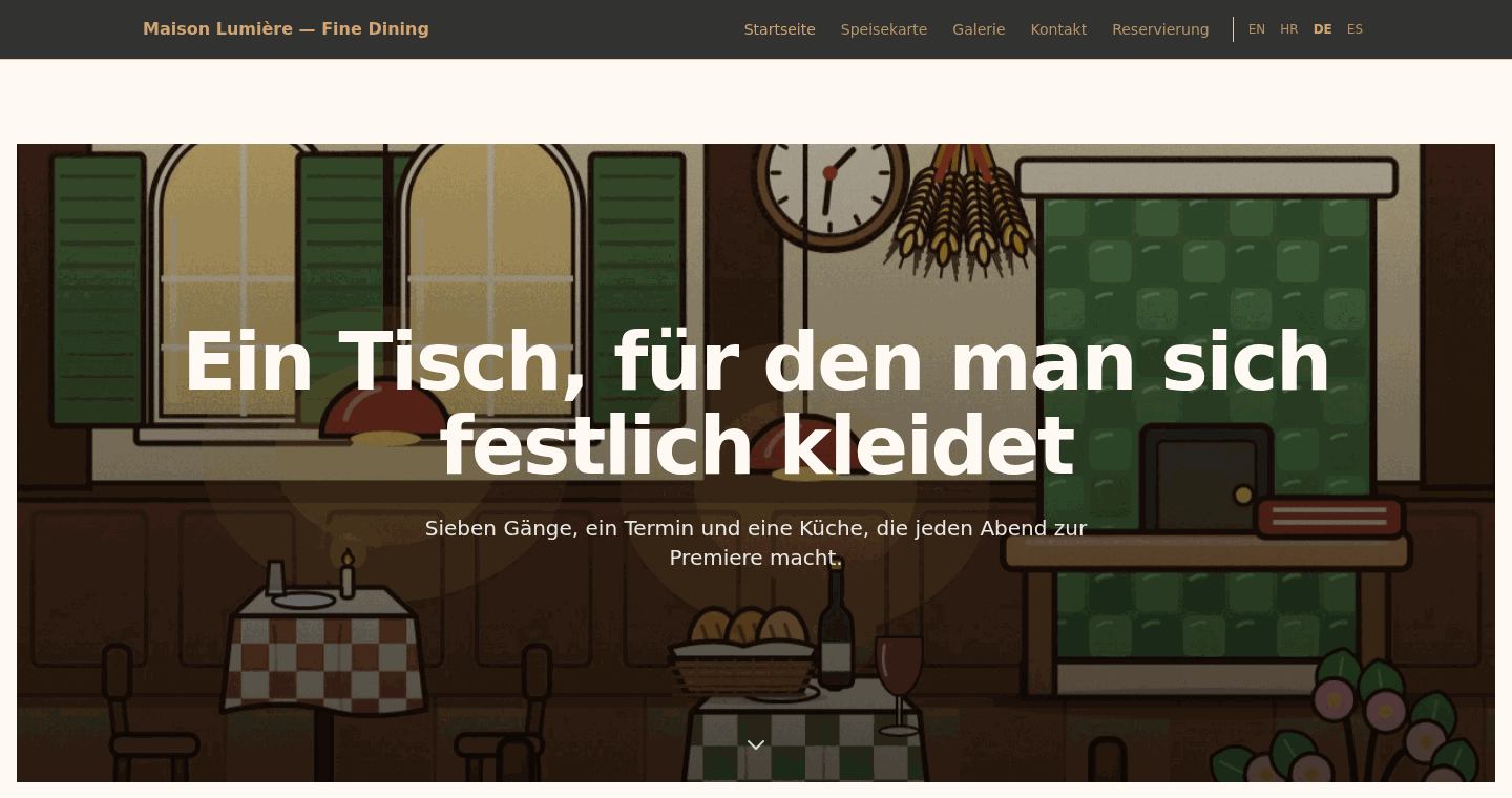 Eine mit dem Editor erstellte Website, so wie Gäste sie sehen