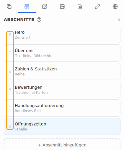 Einen Abschnitt an seinem gepunkteten Griff ziehen