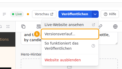 Versionsverlauf... (1) im Menü neben Veröffentlichen