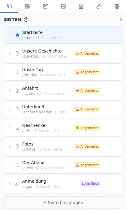 Der Tab Seiten: Das Zeichen neben einer Seite sagt, wer sie sieht (1)