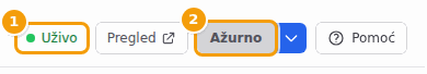 Oznaka Uživo (1) i gumb Ažurno (2)
