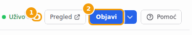 Narančasta točka (1) i gumb Objavi (2)
