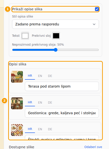 Prikaži opise slika (1) i opisi po fotografiji (2)