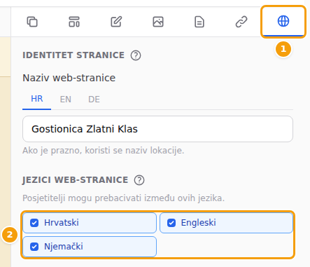 Kartica Stranica (1) i Jezici web-stranice (2)