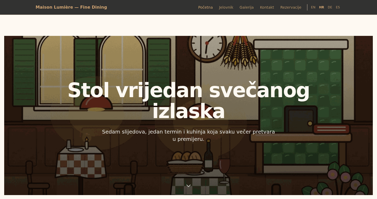 Web-stranica izrađena u uređivaču, onako kako je vide gosti