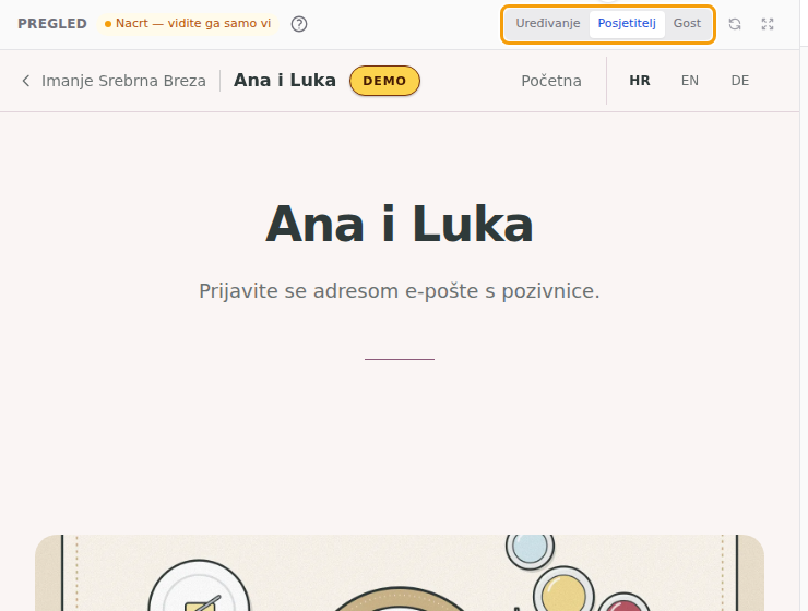 Prikaži kao iznad pregleda: Prikaz uređivanja, Posjetitelj i Gost (1)