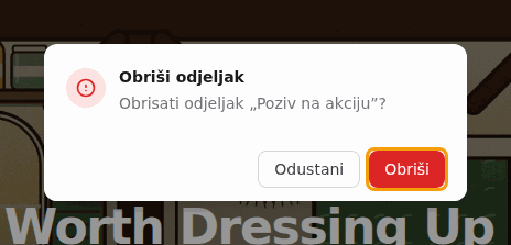Potvrdite gumbom Obriši